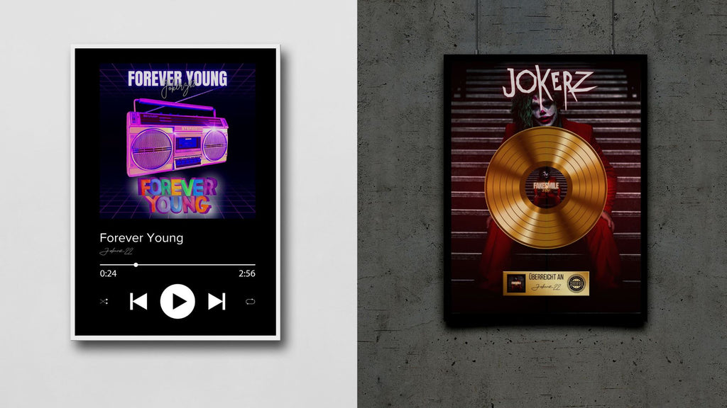 personalisierte Spotify Poster und goldene Schallplatte als Geschenk